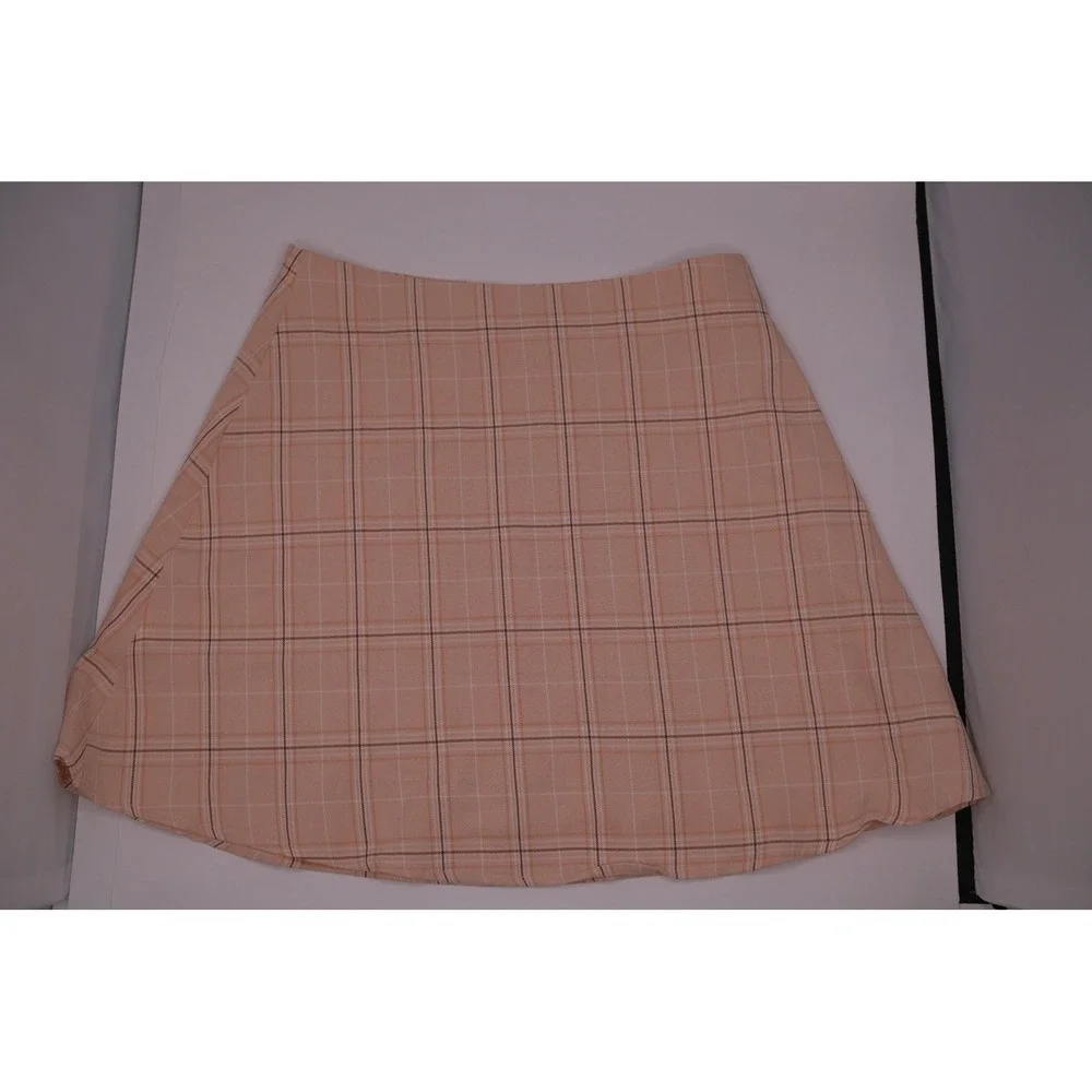 Princess Polly Checkered A Line Mini Skirt Peach Tan Women's Size 10